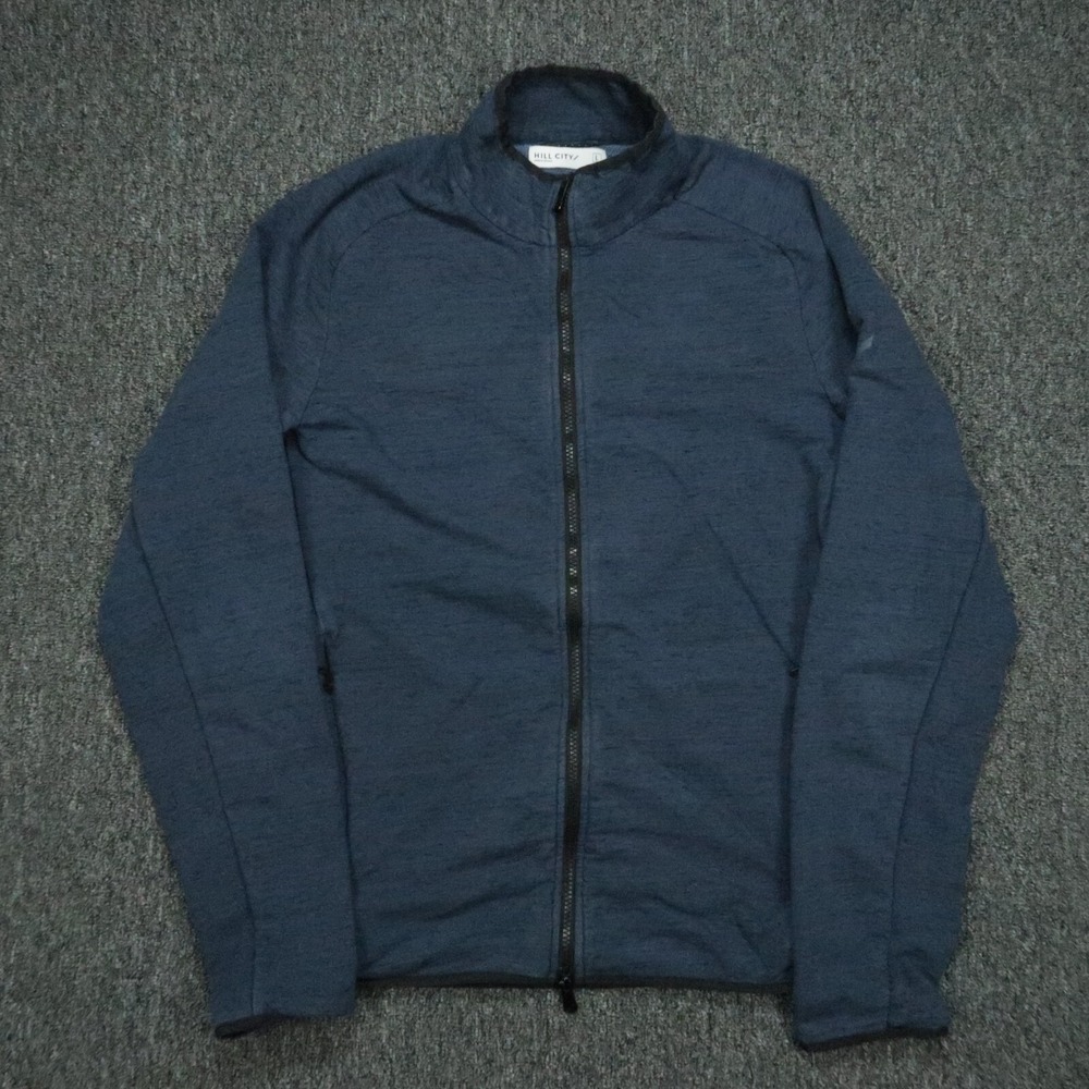 Hill City Jacket Mens Large Blue Full Zip Pockets Bomber Tech Track